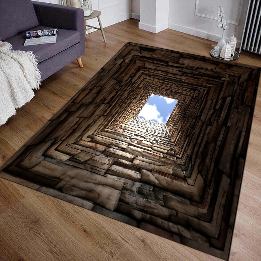 Tunnel Rug, Optical Illusion Rug, Illusion Rug, Rectangular Illusion