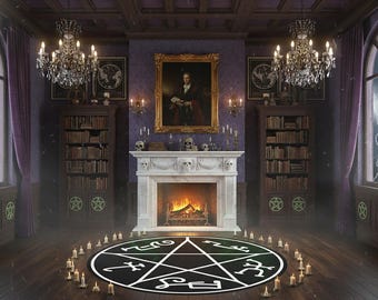 Pentacle Rug, Devil's Trap Round Rug, Pentacle Symbol Rug, Star Round Rug, Satan Rug, Devil Rug, Magic Circle Rug