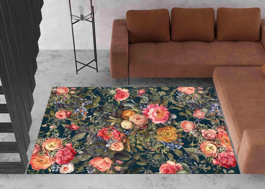 Pink Roses Rug, Pink Floral Rug, Floral Rug, Pink Area Rug, Hot Pink