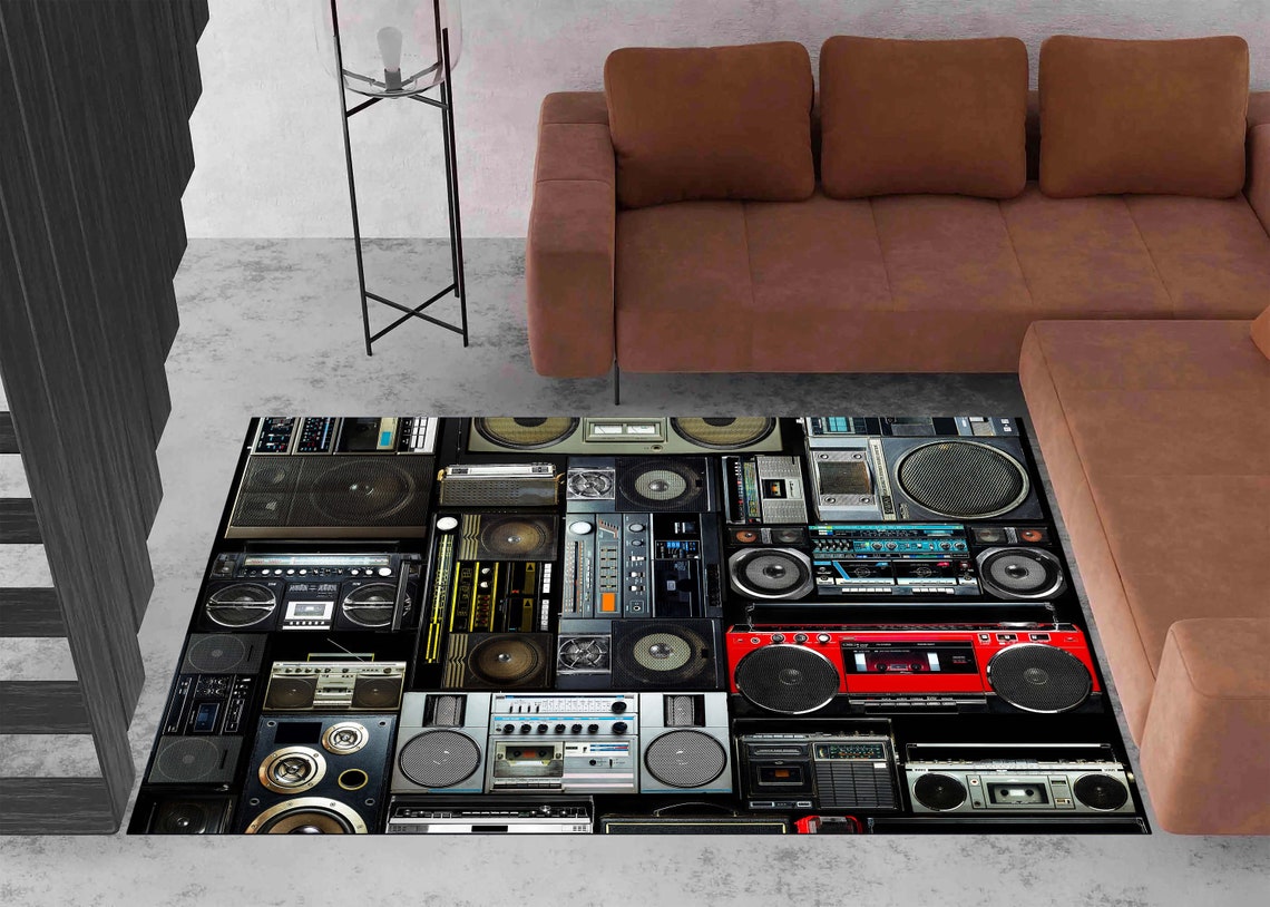 Audio Studio Rugs Boombox Rugs, Retro Audio Cassette Rugs, Man Cave Rugs, Office Rugs ...