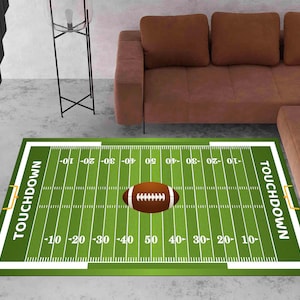 American Football Rug, Soccer Field Rug, Custom Team Logo Rug, Washable Football Field Area Rug, Gift For American Football Lover