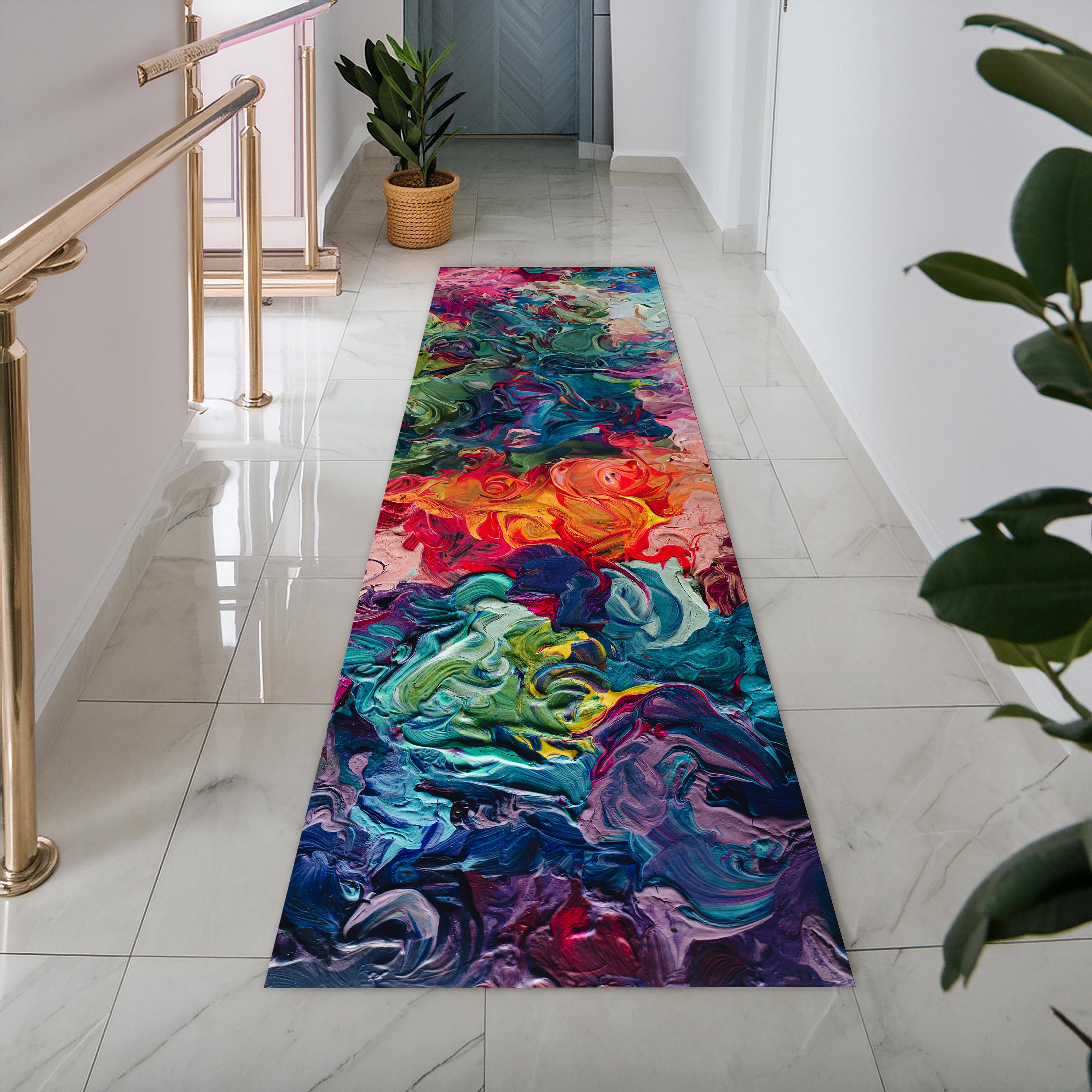 Colorful Runner Design Rug, Abstract Runner Rug, Colorful Rug, Corridor ...
