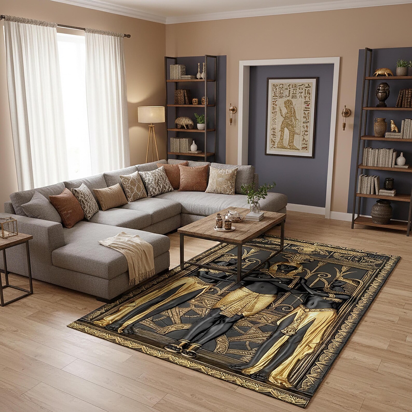 Egypt Rug, Hieroglyph Rug, Anubis Rug, Ancient Rug, Egyptian Decor, for ...