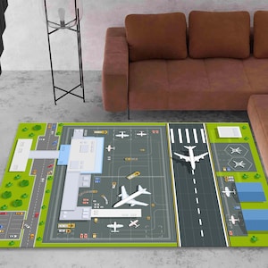 Airport Map Playmat, Runway Rug, Kids Play Rug, Kids Room Decor, Child ...