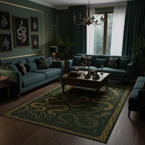 Alfombra gótica con forma de serpiente, alfombra artística y mística, decoración de bosque, alfombra estilo Dark Academia para decoración de brujas, decoración oculta, decoración para habitación gótica, alfombra de serpiente