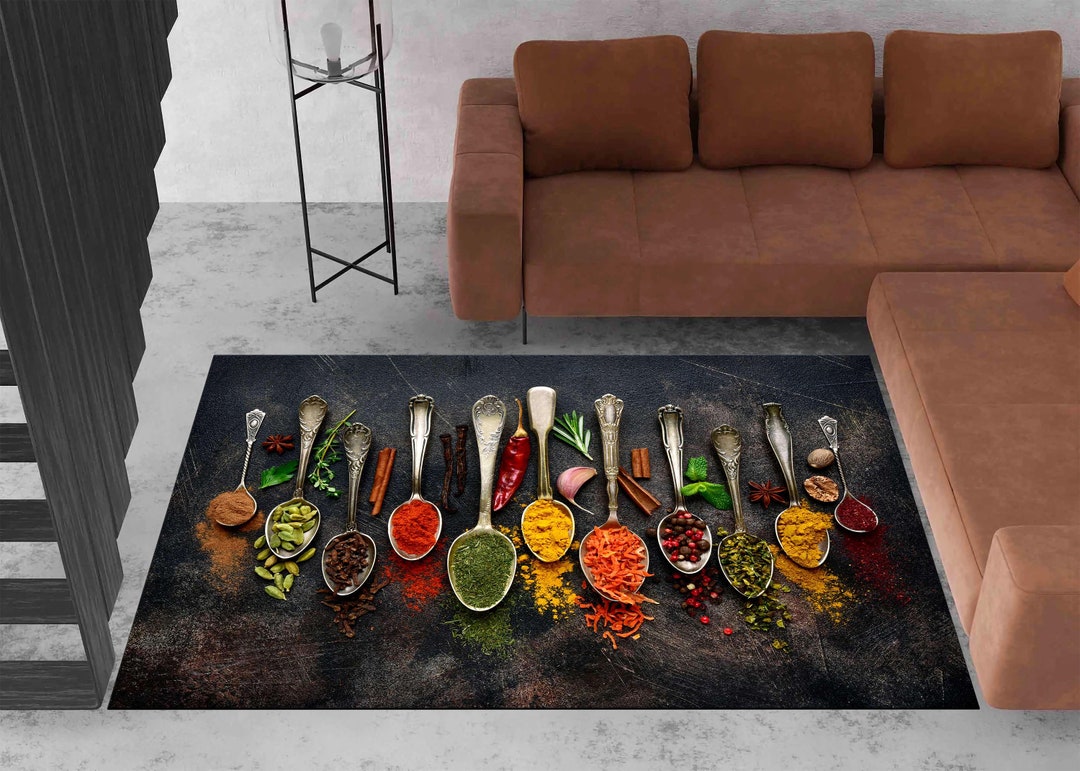 Kitchen Spices Rug, Design Kitchen Rug, Decorative Kitchen Rug, Spices