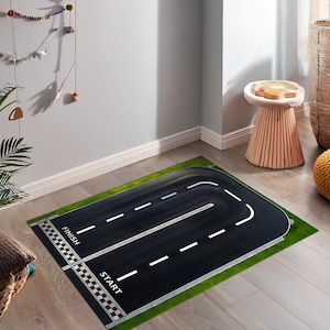 Race Track, Racetrack Rug, Start Line, Finish Line, Race Road Rug, Racing Car Rug, Kids Room Rug, Birthday gift for kids, Boys Room Rug
