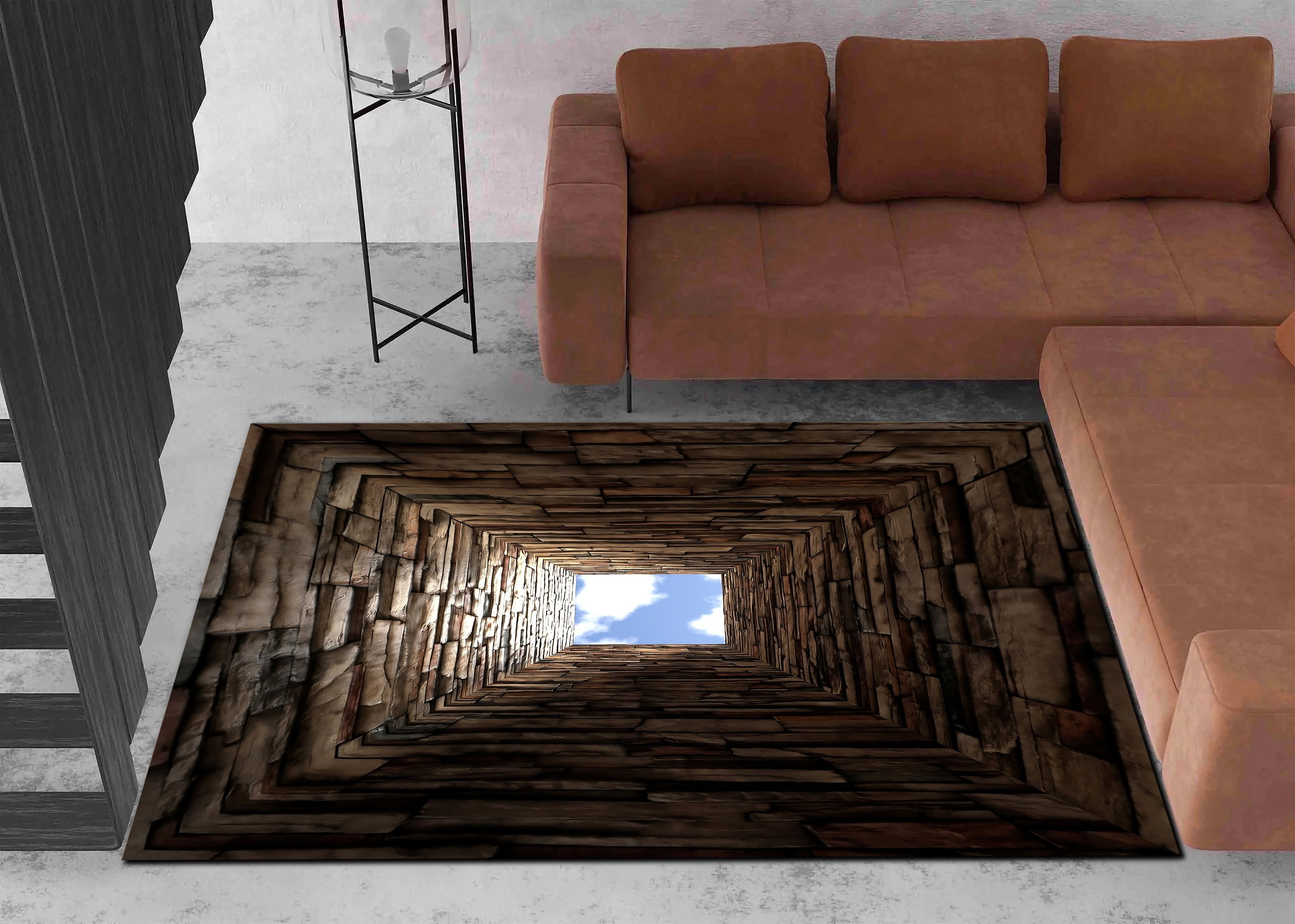 Tunnel Rug Optical Illusion Rug Illusion Rug Rectangular Etsy