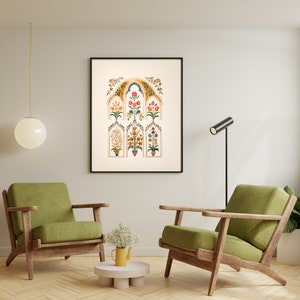 Pichwai Painting Indian Floral Frame Motifs Home Wall Decor Digital Colorful Art Essence