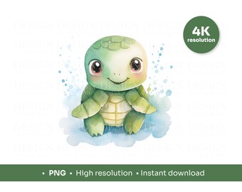 Cute kawaii baby turtle | Turtle PNG and SVG image | Print on anything | Sublimation, babygro, nursery art, mugs, notebooks, sublimation