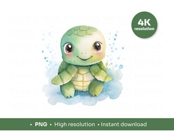 Süße Baby Schildkröte | Schildkröte PNG und SVG Bild | Drucken Sie auf alles | Sublimationsdruck, Babygro, Kinderzimmer Kunst, Tassen, Notizbücher, Sublimationsdruck