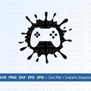 Game Controller Splash SVG PNG | Gamer Clipart | Spielzimmer Zeichen | Gamer Sticker Digitaler Download für Cricut