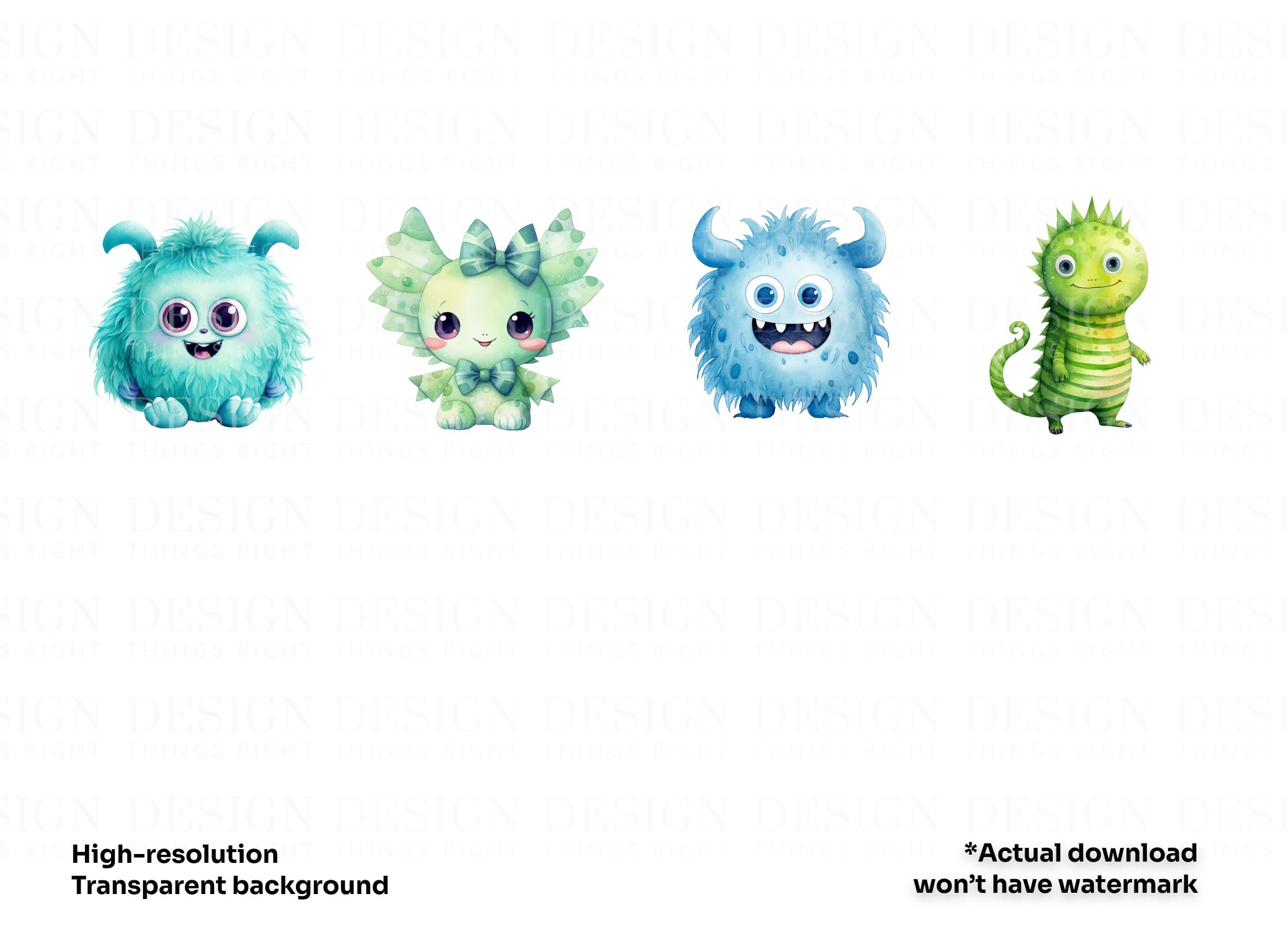 Cute Monster Clipart Stickers | Kawaii Digital Stickers | Scrapbooking ...