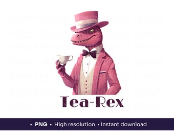 Tee-Rex | Lustiger Dinosaurier PNG | Drucken Sie auf alles | Tragetaschen, Tassen, Notebooks, Hemden, Sublimationsdruck