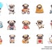 Cute Pug Clipart Stickers | Kawaii Digital Stickers | Scrapbooking ...