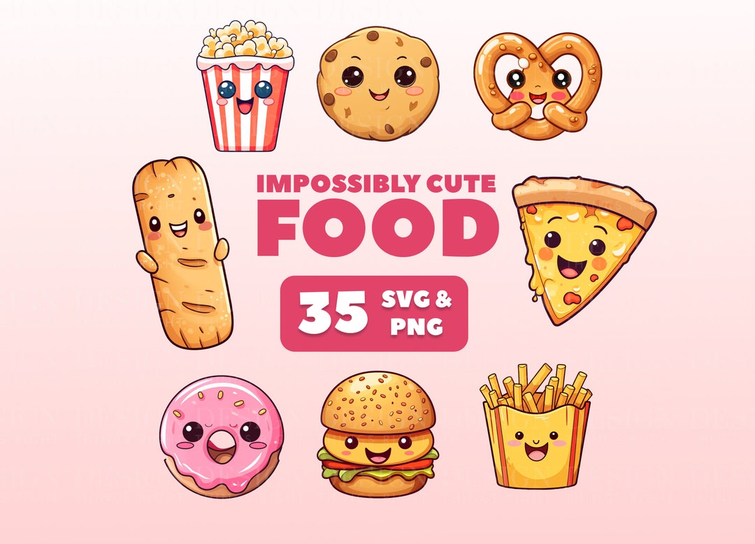 Cute Food Clipart Stickers | Kawaii Digital Stickers | Scrapbooking ...