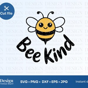 Bee Kind SVG PNG – Positive Quote | Cute Bee Pun Cut File for Cricut and Silhouette, Hand Drawn Style