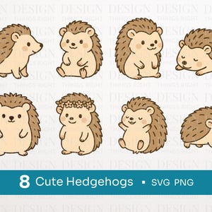 Pacchetto di Clipart di Ricci Carini in SVG e PNG / 8 Illustrazioni di Ricci Disegnati a Mano / Animali del Bosco per Adesivi, Artigianato, Sublimazione