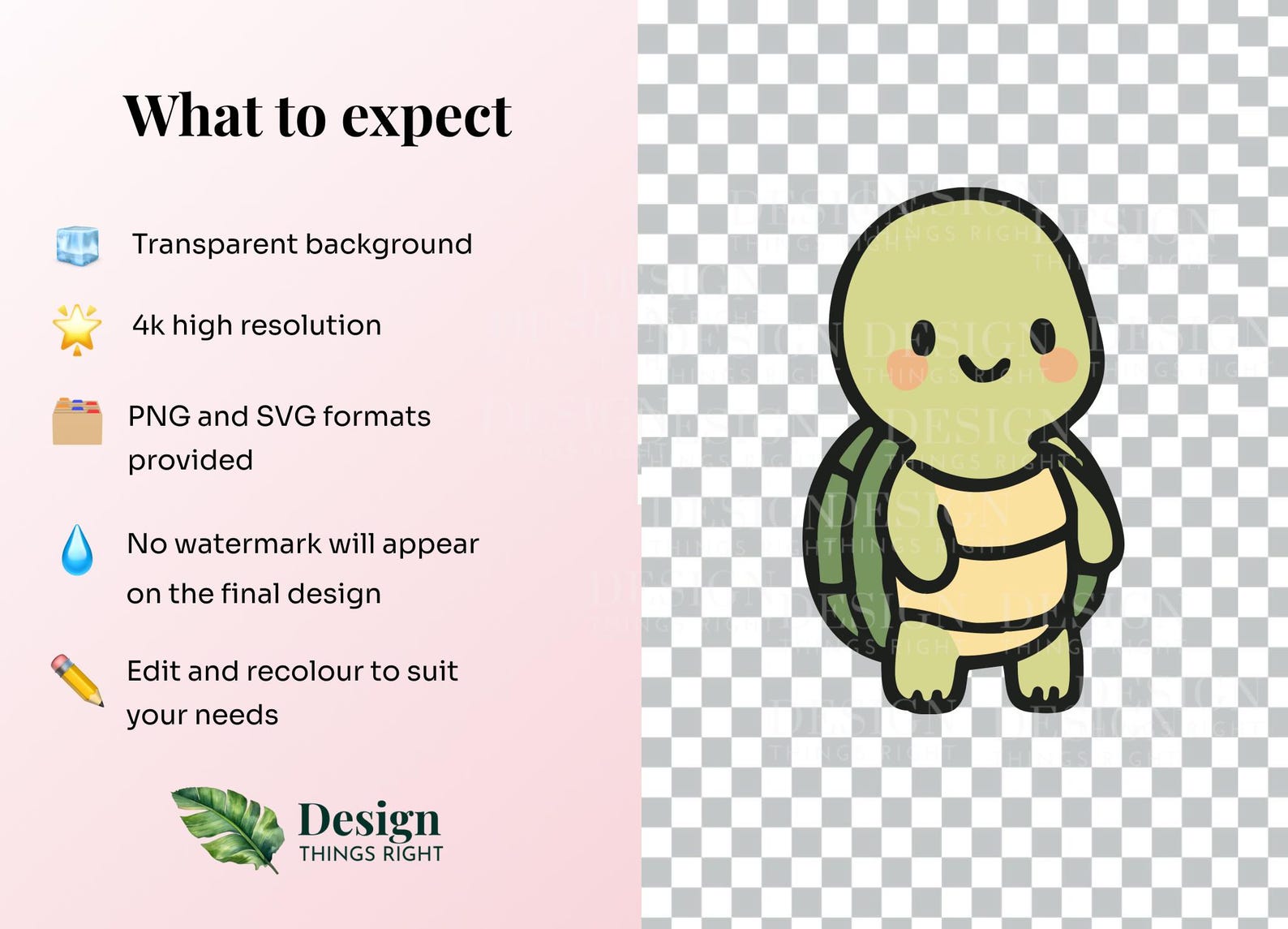 Cute Turtle Clipart Bundle SVG PNG – 12 Kawaii Turtle Designs for ...