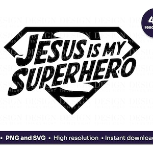 Jesus ist mein Superheld SVG PNG | Christlicher Glaube Digitales Design | Religiöses Inspirierendes Zitat | Cricut-Schnitt-Datei