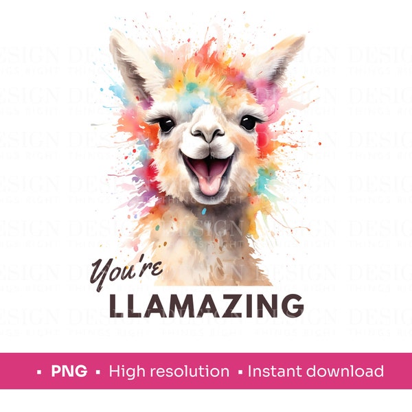 You're llamazing | Digital image | Cute, funny llama - print on anything | Mugs, notebooks, tote bags, sublimation