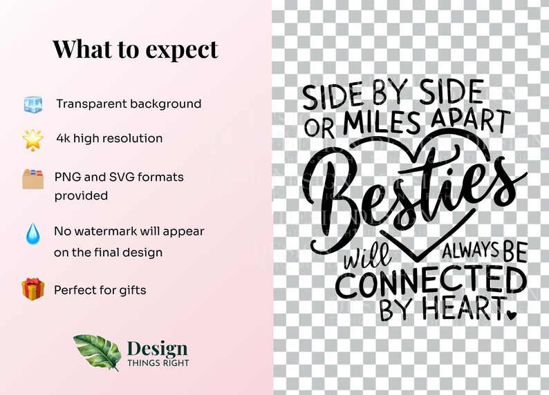 Best Friends PNG SVG | Friendship Quote Design | Side by Side or Miles ...