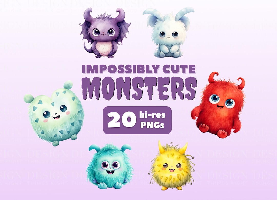 Cute Monster Clipart Stickers | Kawaii Digital Stickers | Scrapbooking ...