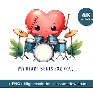 Schattig hart drumt | Mijn hart klopt voor jou | PNG, 4K-resolutie, perfect voor Valentijnsdag