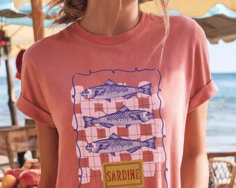 Sardines Shirt Comfort Colors Italian Summer Market Aesthetic Coastal Aesthetic Fisherman Aesthetic Tomato Girl Italian Shirt Tinned Fish