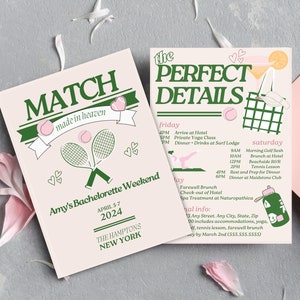 Match Made in Heaven Bachelorette Invitation Template, Editable Itinerary, Hen Party Invitation, Girls Country Club Theme, Canva Template