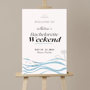 Beach Theme Bachelorette Welcome Sign Template, Last Splash Welcome Sign, Digital Download, Hen Party Weekend, Canva Templates