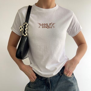 Cool it Cowboy Y2k Baby Tee | Cowboy Tee | Cowboy Shirt | 90s baby tee | Vintage Baby Tee | Cute Baby Tee | Rodeo Top | Country Top