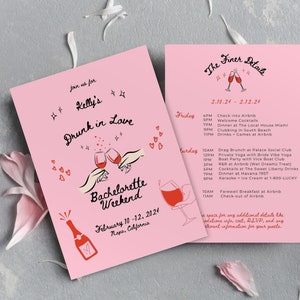 Drunk in Love Doodle Bachelorette Invite and Itinerary Template, Drunk in Love Bachelorette, Editable Itinerary, Bachelorette Weekend