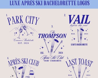Niestandardowe logo panieńskie Luxe Aprés Ski, panieńskie SVG, niestandardowe logo, logo panieńskie, Ski Glam, klub narciarski Aprés, Aspen, Vail, Luxe Ski