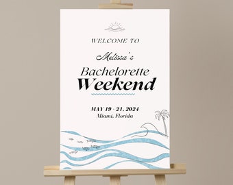 Beach Theme Bachelorette Welcome Sign Template, Last Splash Welcome Sign, Digital Download, Hen Party Weekend, Canva Templates