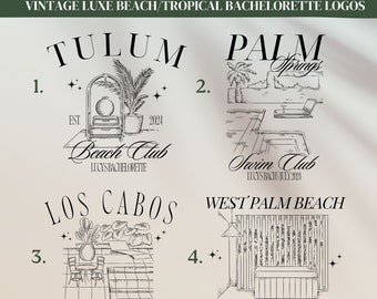 Boho Tropic Bachelorette Logos, Bachelorette SVG, Hen Party Weekend Logo, Girls Beach Club, Bachelorette Party Wochenende Logo, Vintage Luxe