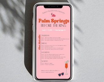 Palm Springs Before The Ring Bach Itinerary Template, Palm Springs Before the Ring Bachelorette, Weekend Itinerary, Editable Template
