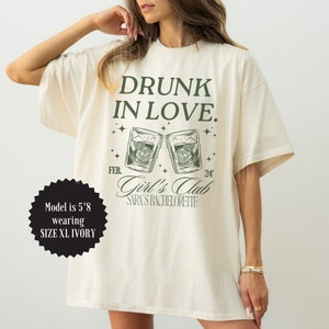 Luxe Bachelorette Merch Drunk in Love Comfort Color Shirt, Custom Name Tshirt, Cocktail Girls Club shirt, Bridal Party Shirt, Wedding Merch