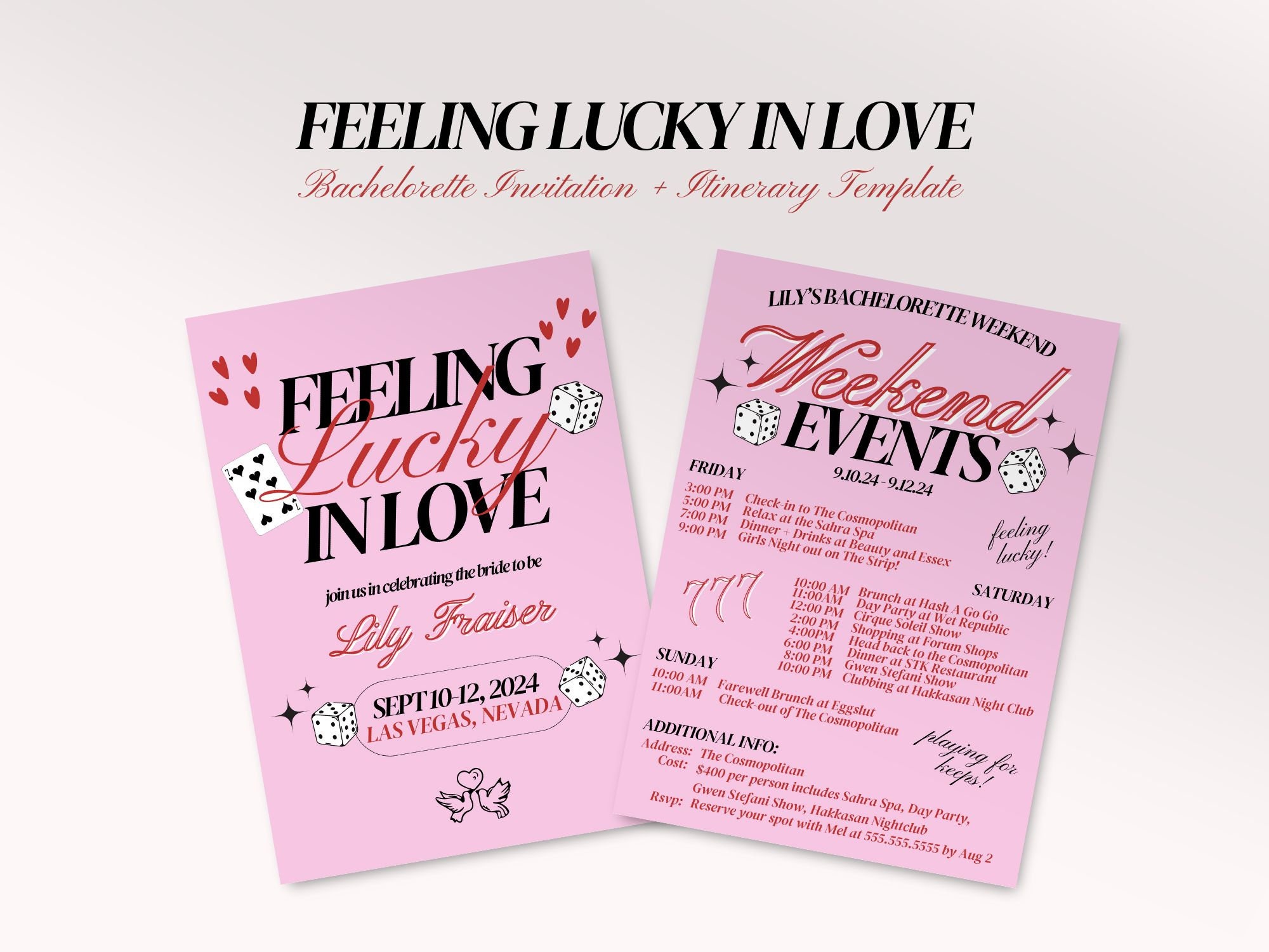 Lucky in Love Bachelorette Invite and Itinerary Template, Feeling Lucky