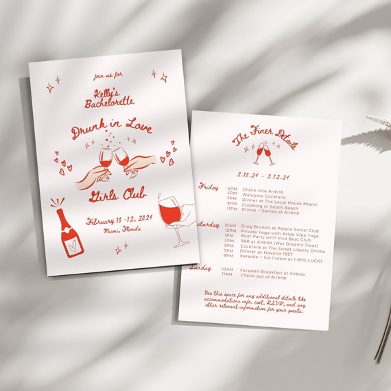 Drunk in Love Girls Club Bachelorette Invite and Itinerary Template, Drunk in Love Bachelorette, Editable Itinerary, Bachelorette Weekend