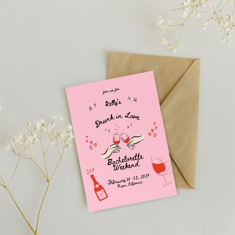 Drunk in Love Doodle Bachelorette Invite and Itinerary Template, Drunk in Love Bachelorette, Editable Itinerary, Bachelorette Weekend image 7