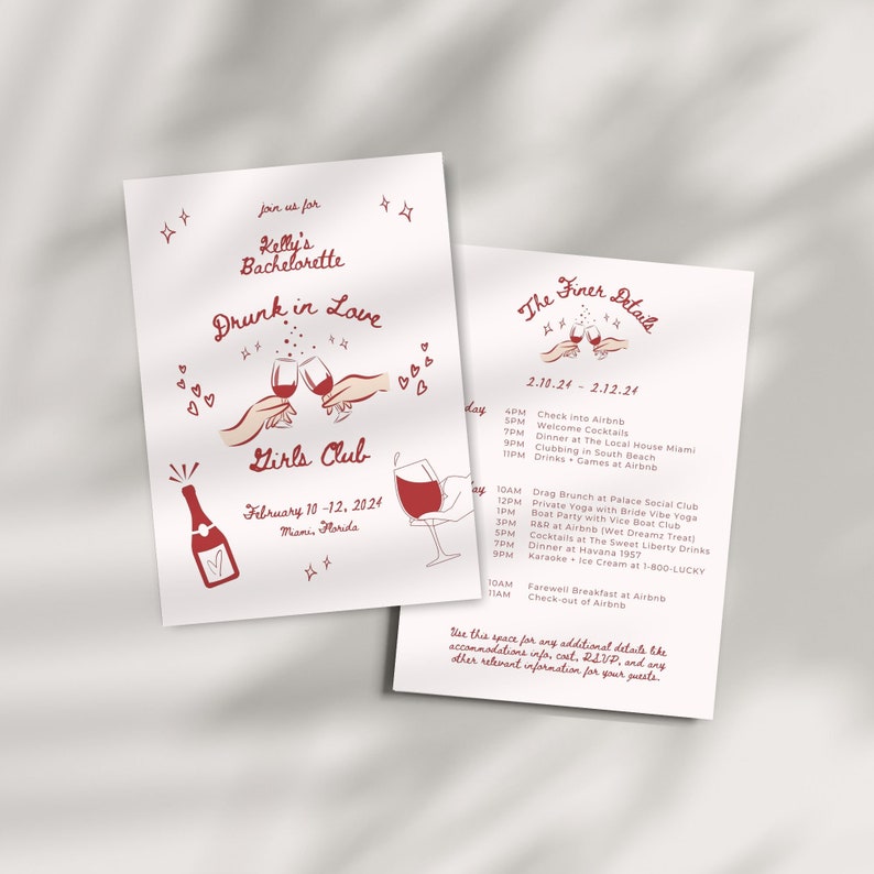 Drunk in Love Girls Club Bachelorette Invite and Itinerary Template, Drunk in Love Bachelorette, Editable Itinerary, Bachelorette Weekend Bild 2