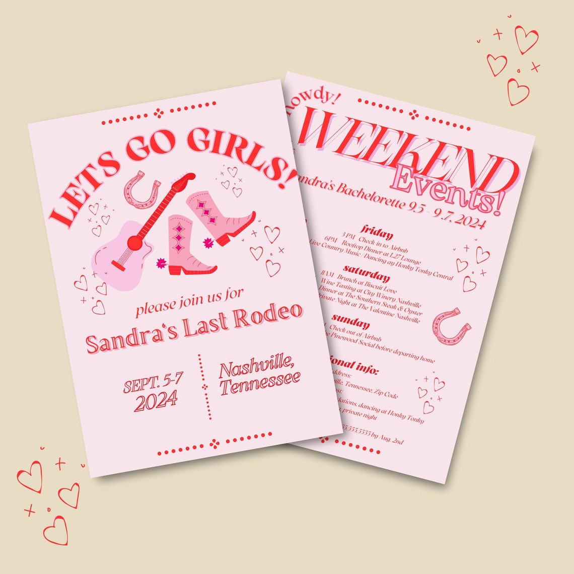 Last Rodeo Bachelorette Invitation and Itinerary Template, Last Rodeo ...