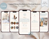 Coastal Bachelorette Weekend Digital Itinerary Template, Coastal Grandma Itinerary, Last Toast Hen Weekend, Canva Mobile Itinerary