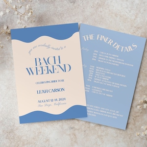 Coastal Chic Bachelorette Invite and Itinerary Template, Coastal Grandma Invite, Editable Bachelorette Itinerary, Hen Party Invite