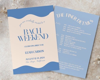 Coastal Chic Bachelorette Invite and Itinerary Template, Coastal Grandma Invite, Editable Bachelorette Itinerary, Hen Party Invite