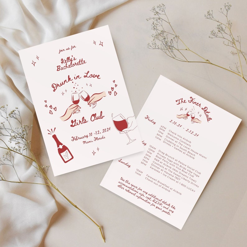 Drunk in Love Girls Club Bachelorette Invite and Itinerary Template, Drunk in Love Bachelorette, Editable Itinerary, Bachelorette Weekend Bild 6