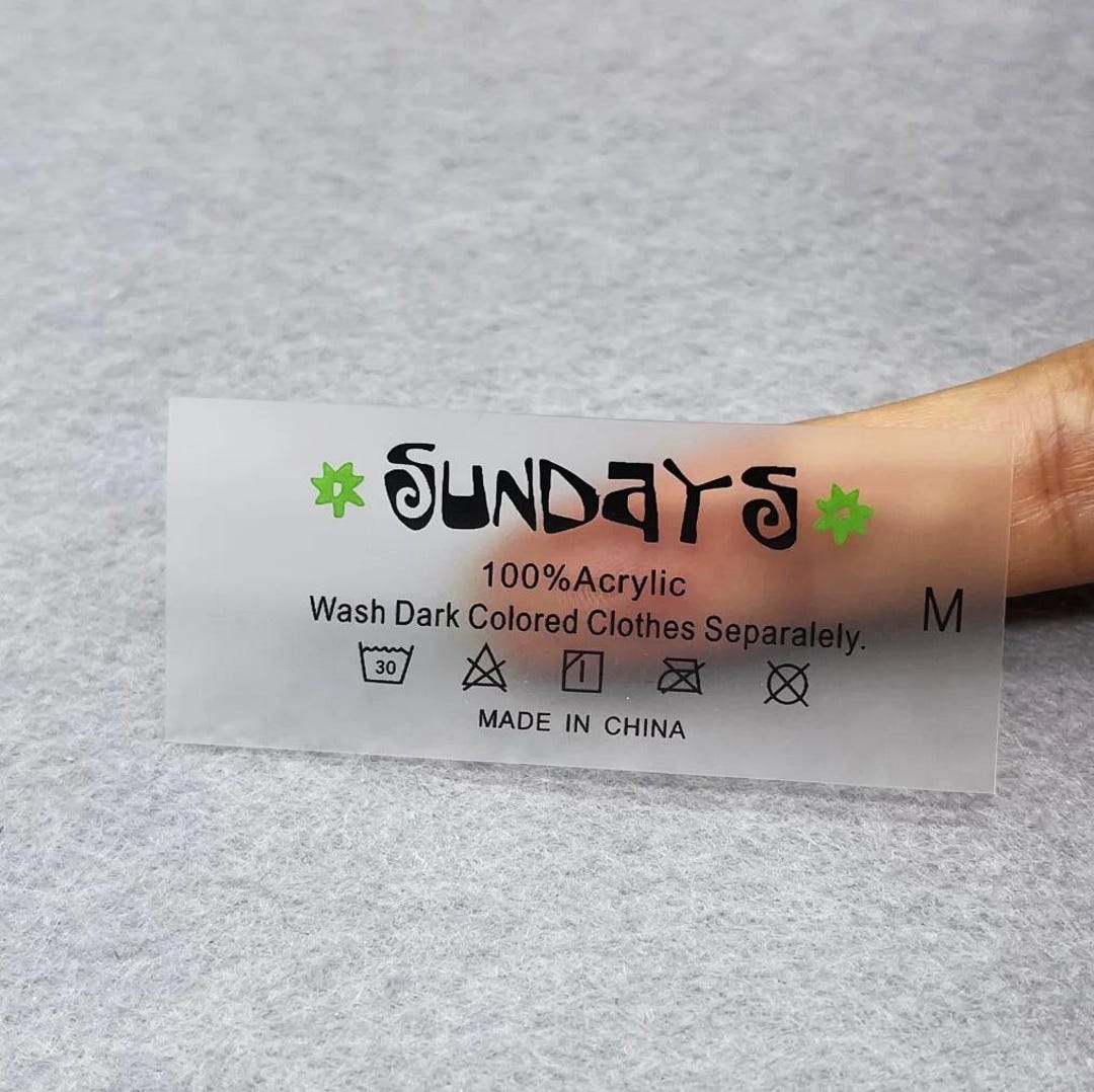 Custom TPU Clothing Labels: Clear Wash Care Labels - Etsy