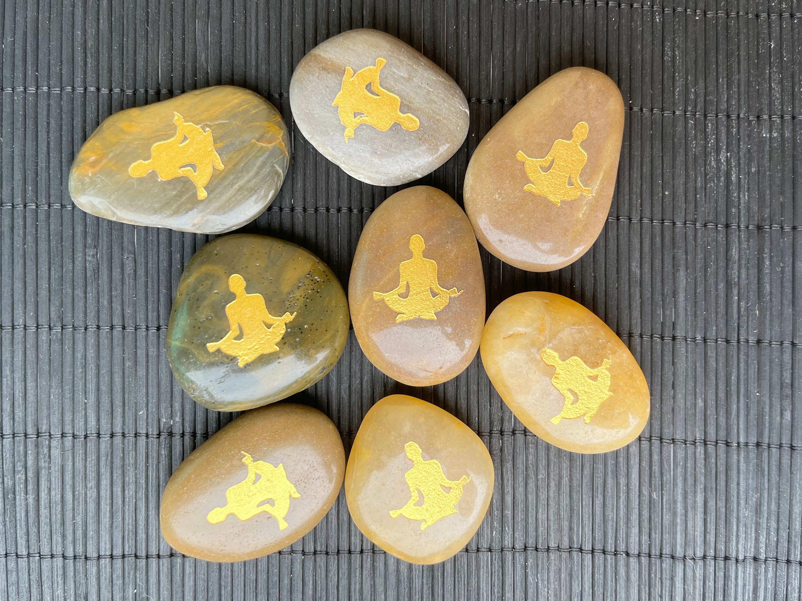 7 Set Stones Yoga Poses Meditation Chakra Yoga Art Chakra Etsy