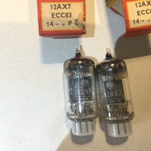 2 X Brimar ECC83 12AX7 O Getters Same Date Code 1955 Valve Tube (KM75)